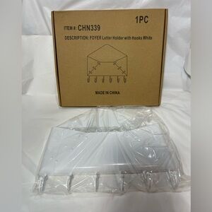 Wallniture Foyer Letter / Mail Holder With 6 Hooks White